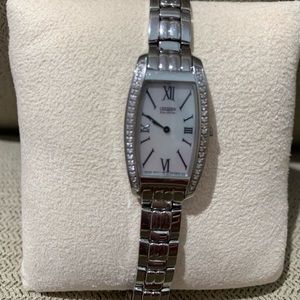 Citizen Women’s Stiletto Eco-Drive, Mother of Pearl Face with Diamond Accents.